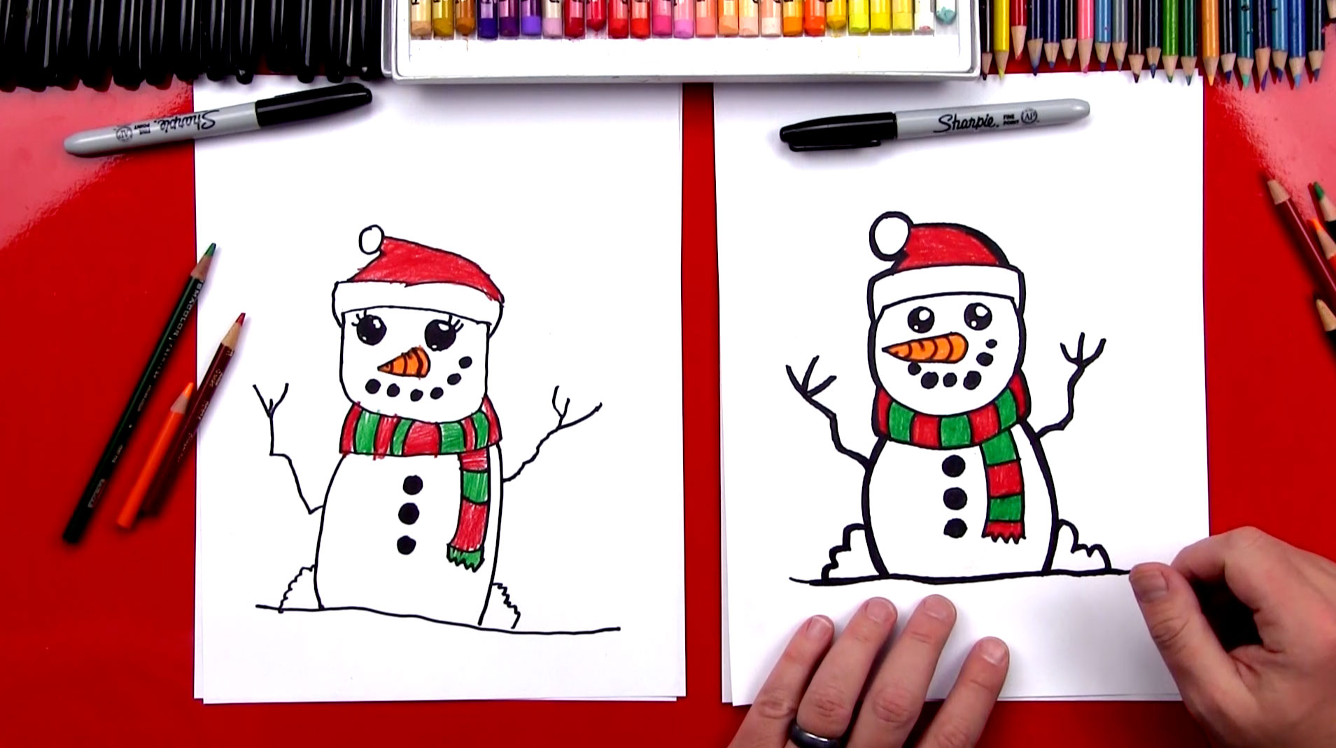 Easy Christmas Drawings Snowman