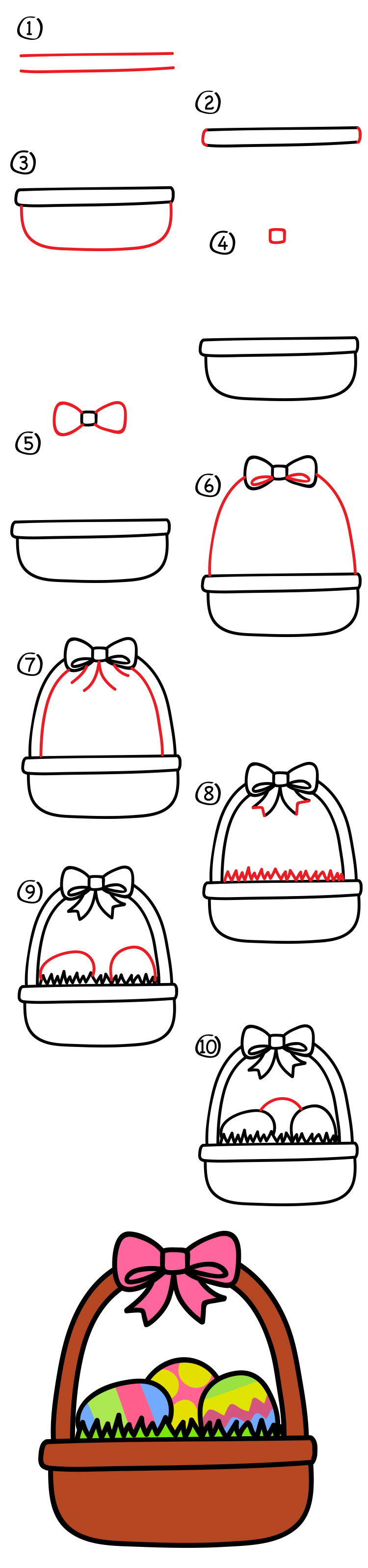 How To Draw An Easter Basket Art For Kids Hub