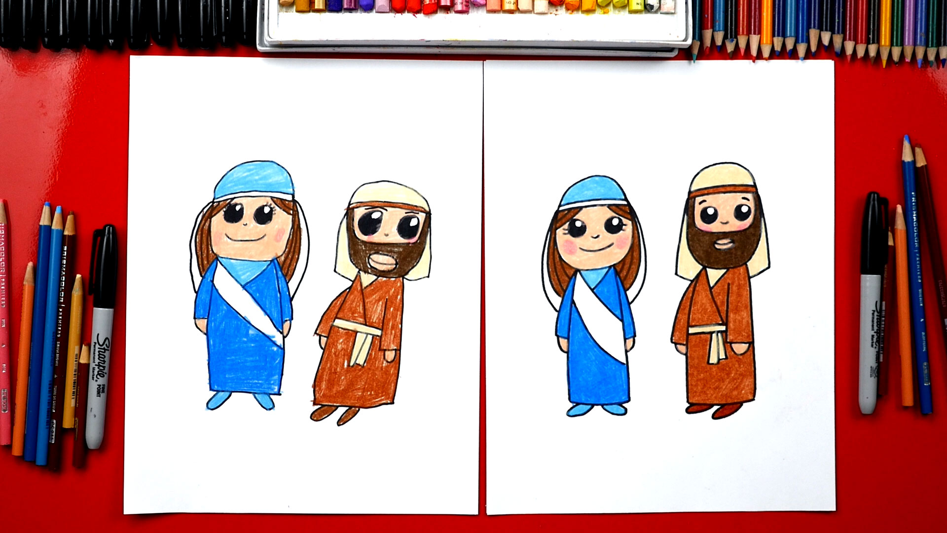 How To Draw Mary And Joseph Nativity Art For Kids Hub