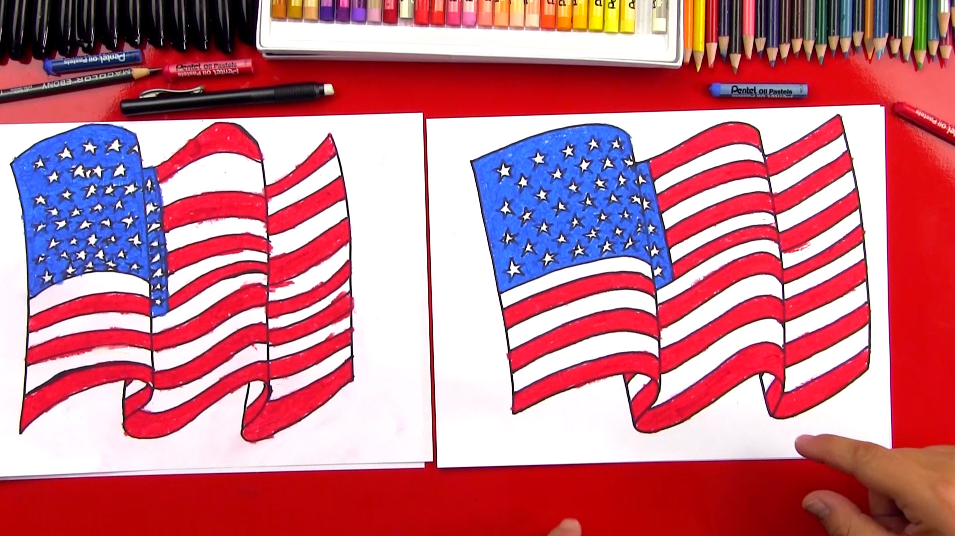 How To Draw The American Flag - Art For Kids Hub