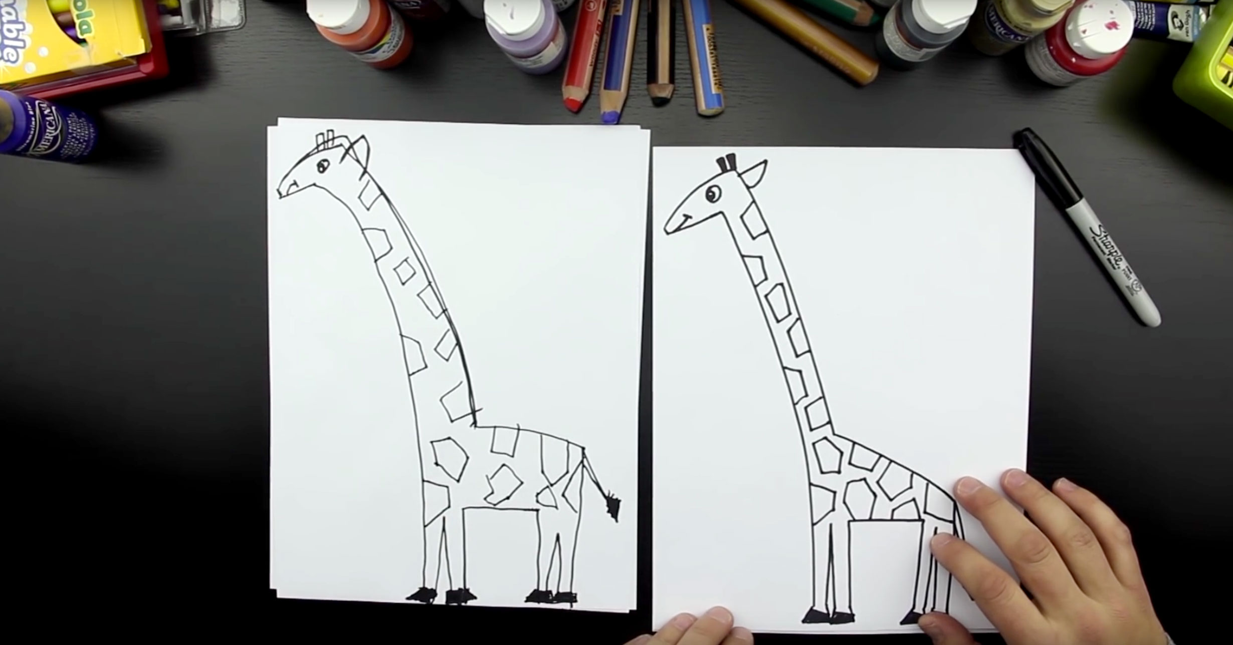 How to draw a Giraffe (Cartoon) - YouTube