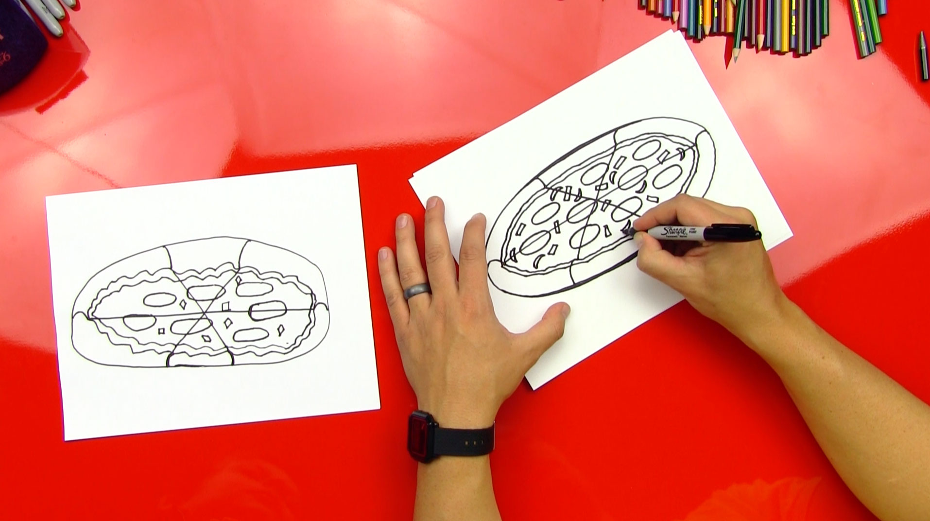 How To Draw A 3D Pizza Art For Kids Hub
