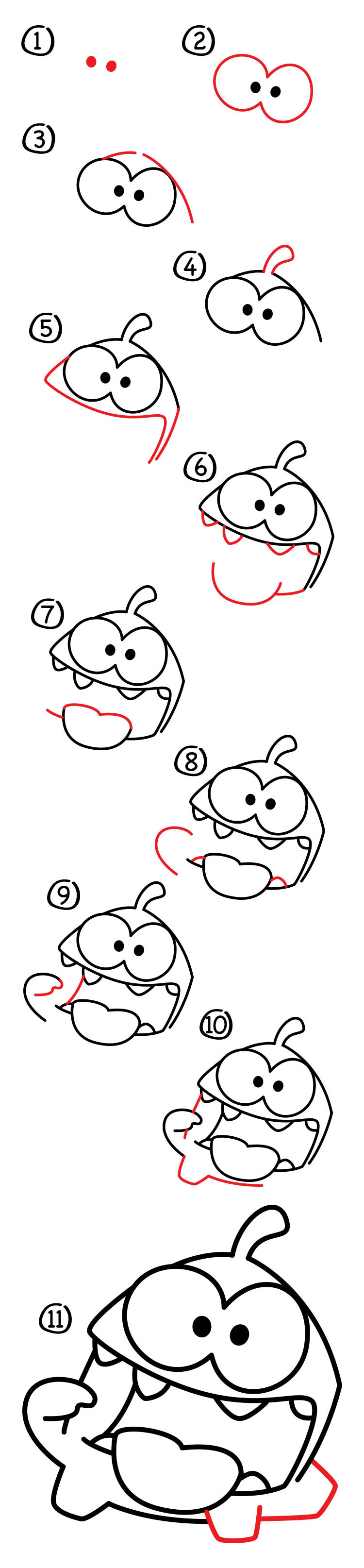 How To Draw Om Nom From Cut The Rope - Art for Kids Hub