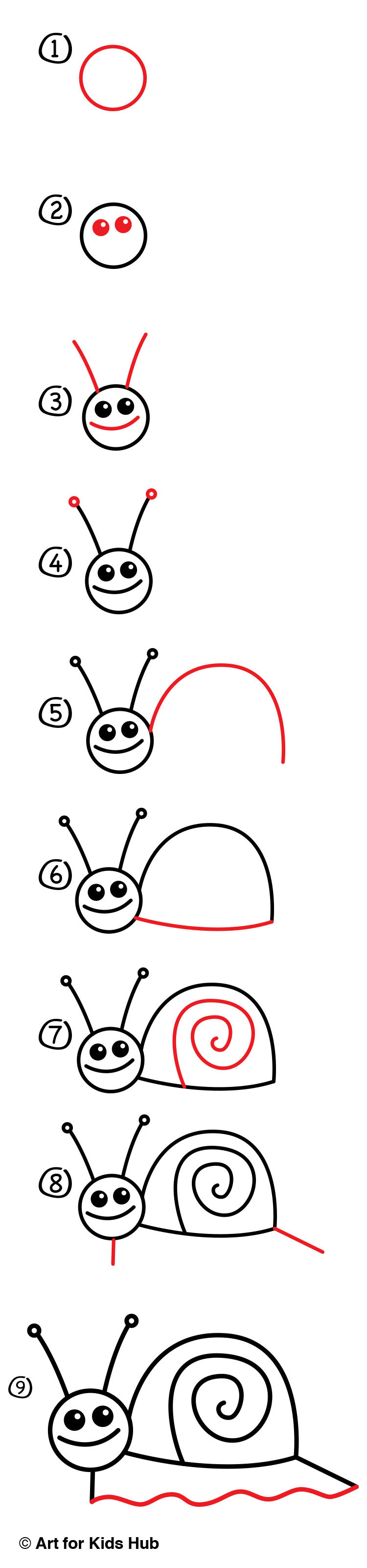 How To Draw A Snail Cute And Easy Step By Step Easy Drawings For Kids