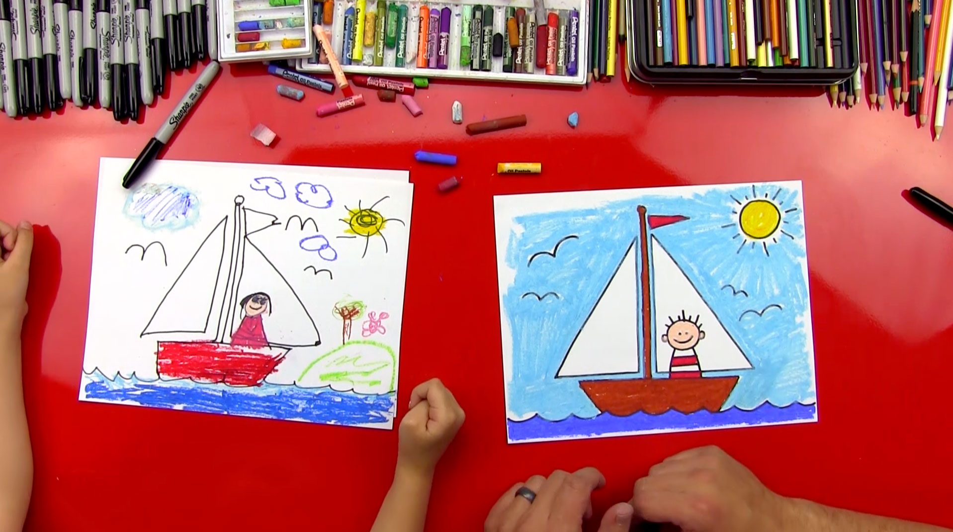 How To Draw A Sailboat (for young artists) - Art For Kids 