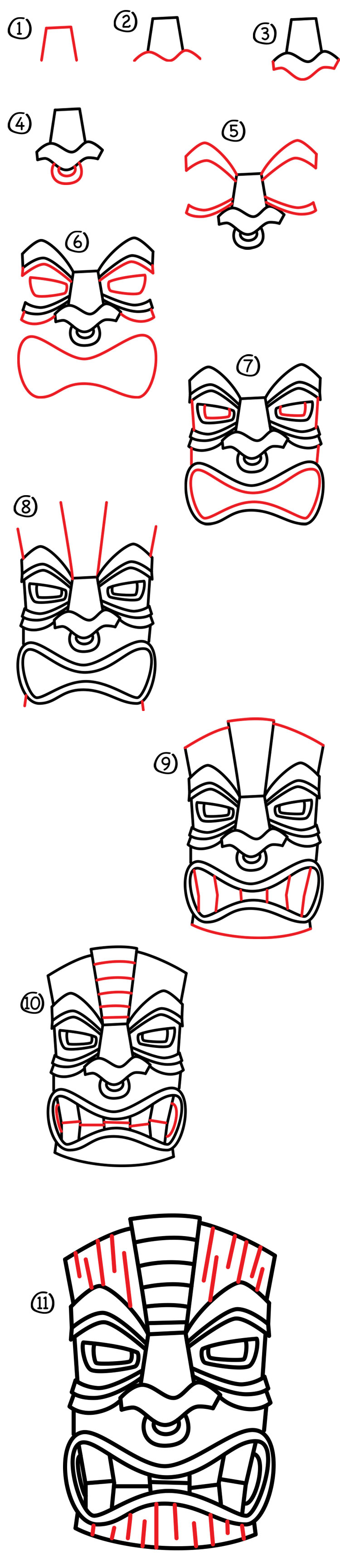 Tiki statue drawing