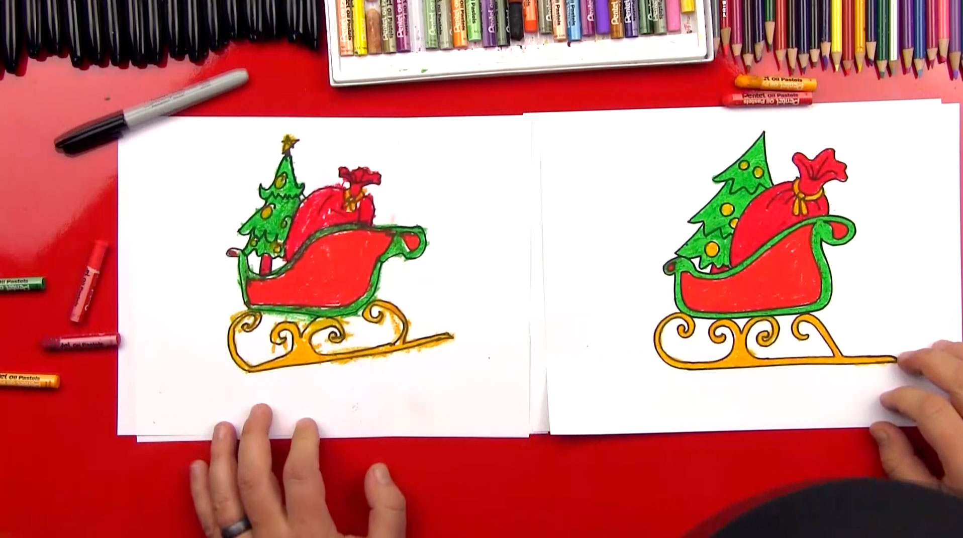 How To Draw Santa's Sleigh Art For Kids Hub