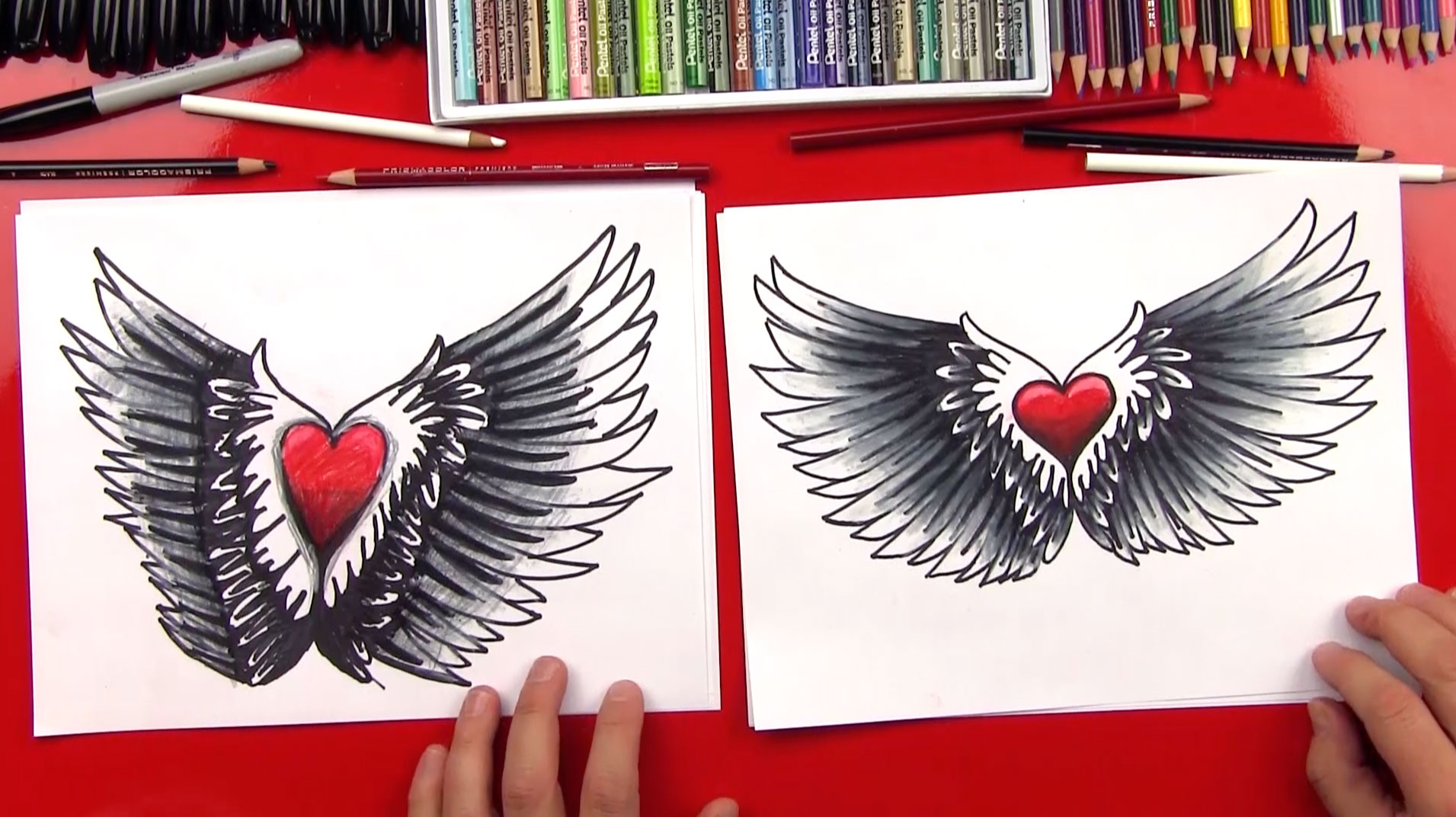  How To Draw A Heart With Wings - Art For Kids Hub