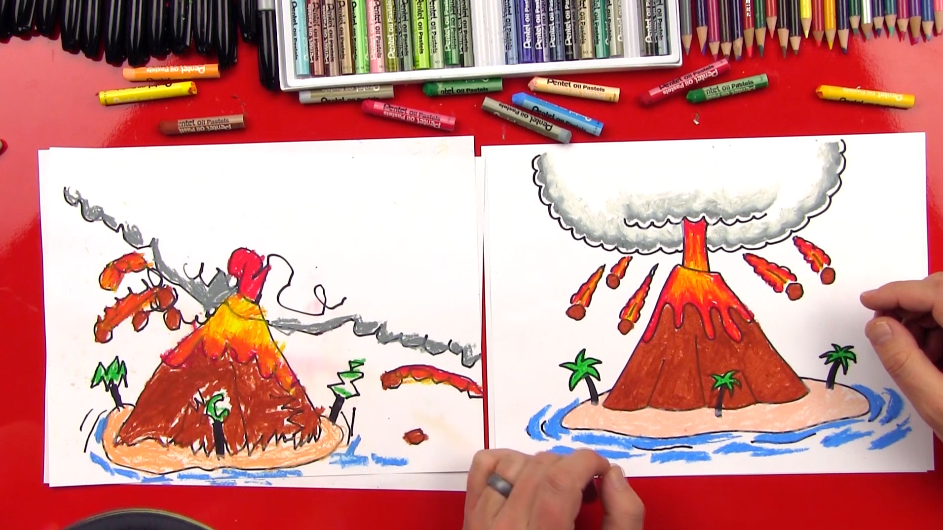 How To Draw A Volcano - Art For Kids Hub -