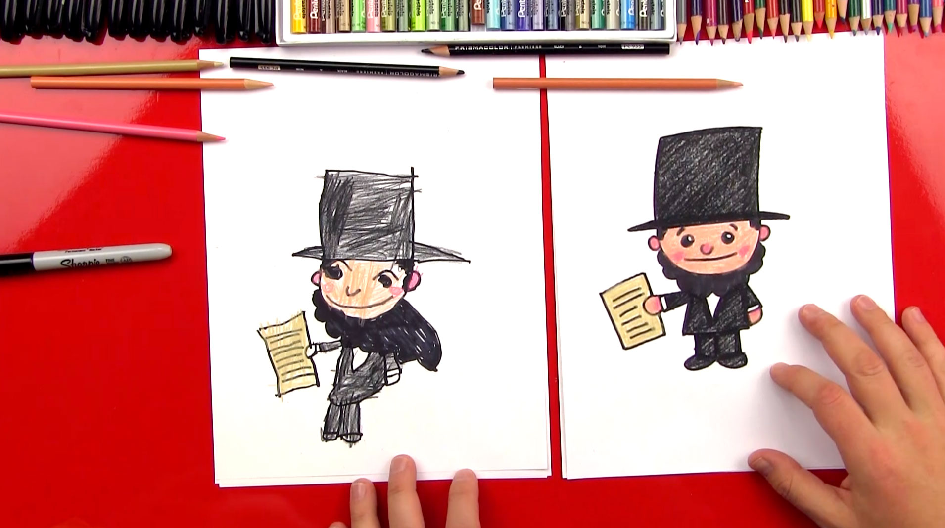 How To Draw A Cartoon Abraham Lincoln - Art For Kids Hub