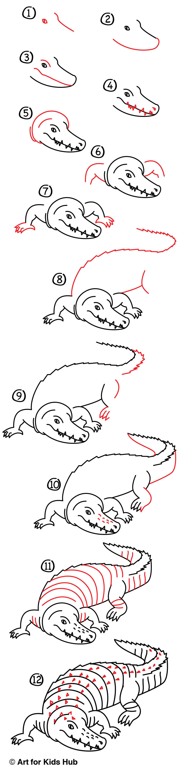 How To Draw A Realistic Crocodile - Art for Kids Hub