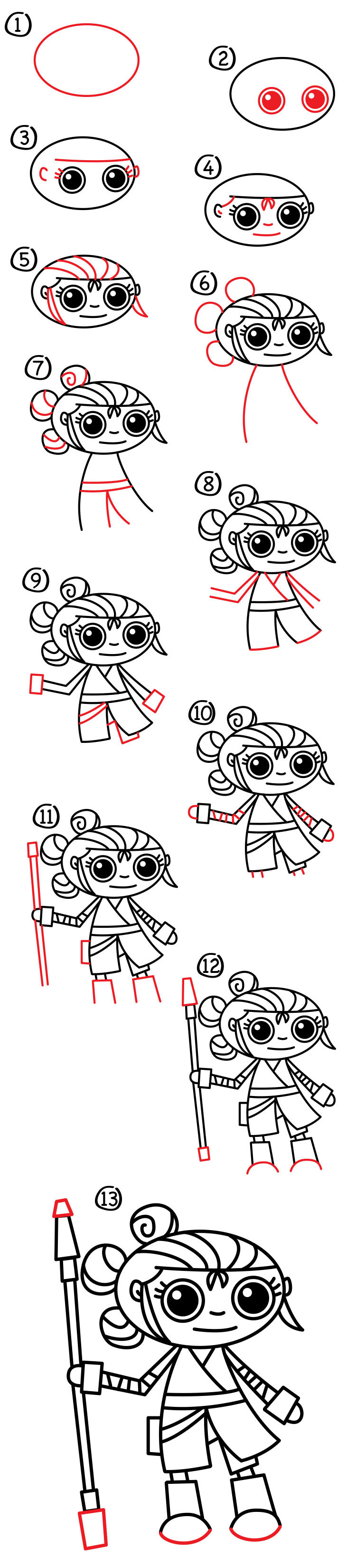 How To Draw A Cartoon Rey From Star Wars - Art For Kids Hub