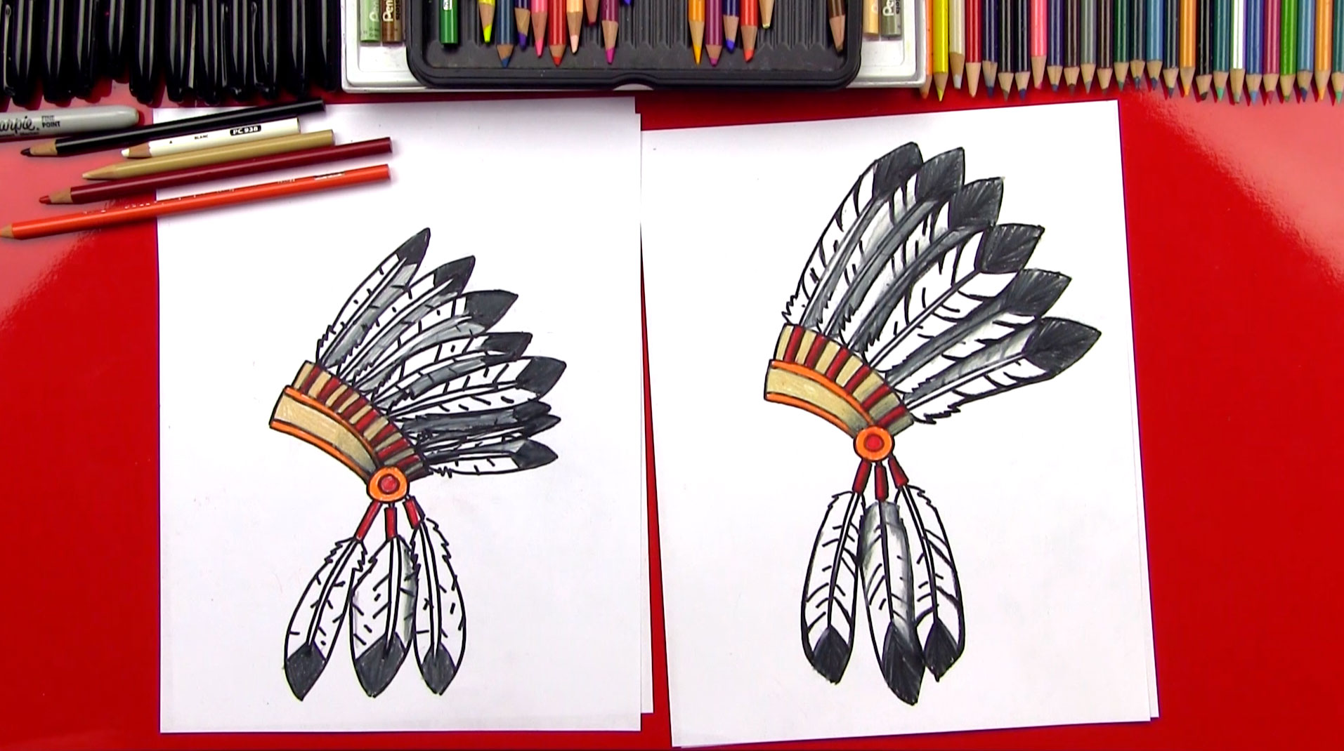 how-to-draw-a-native-american-headdress-art-for-kids-hub