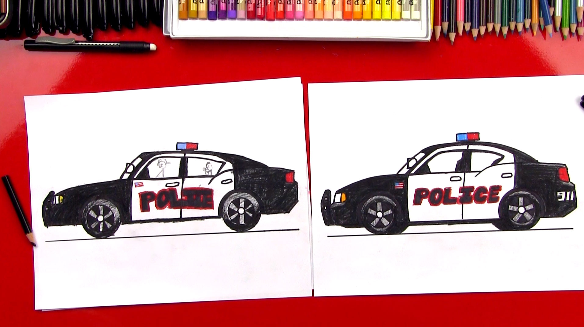 How To Draw A Police Car (Art Club Members) Art For Kids Hub