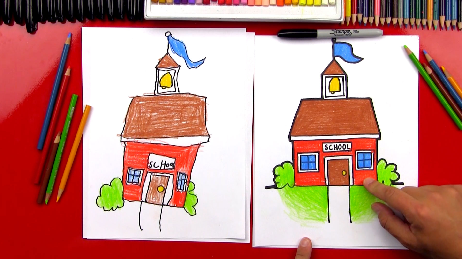 How To Draw A Cartoon School Art For Kids Hub