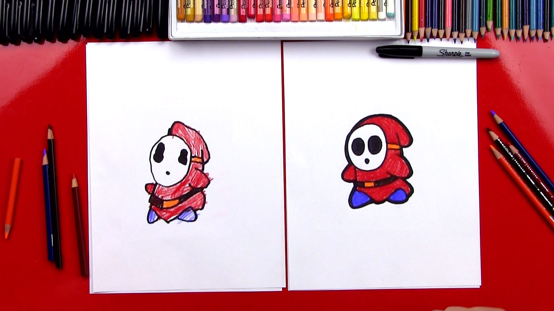 How To Draw Shy Guy From Mario - Art For Kids Hub 856