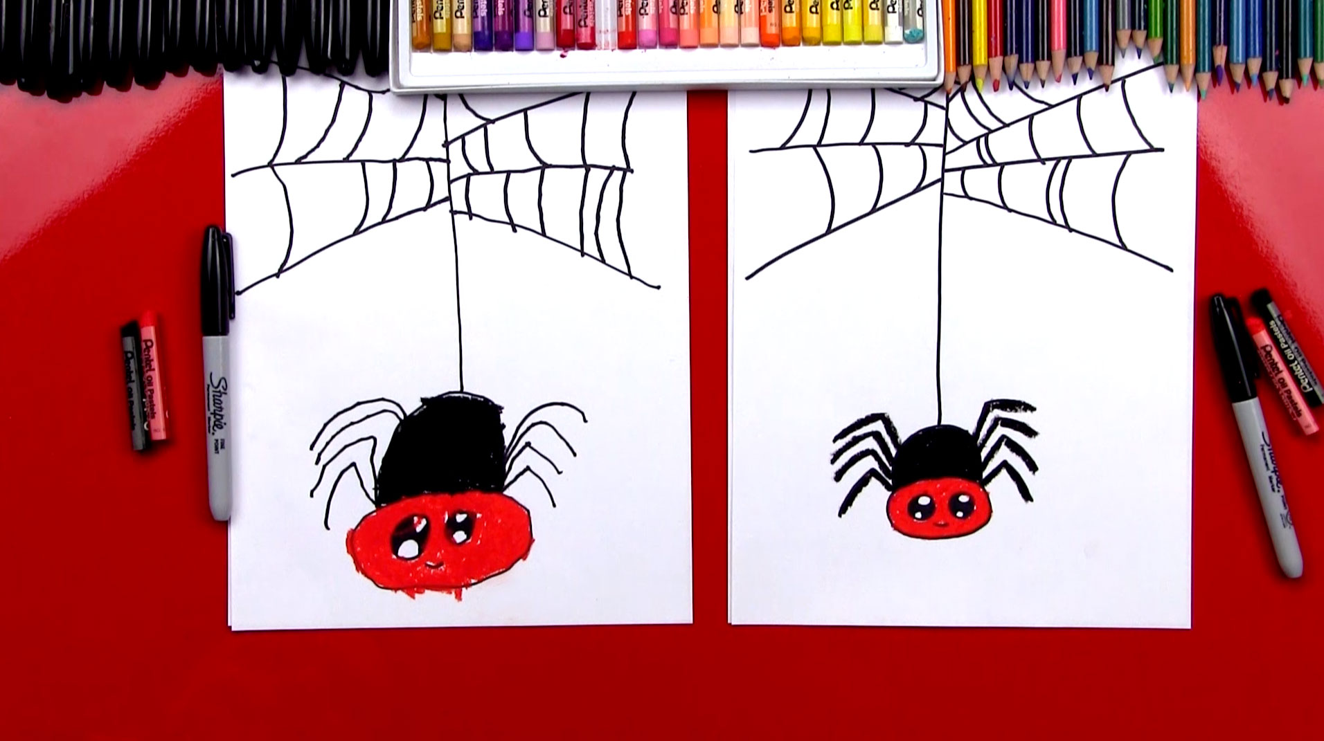 Spider Drawing for Kids - HelloArtsy