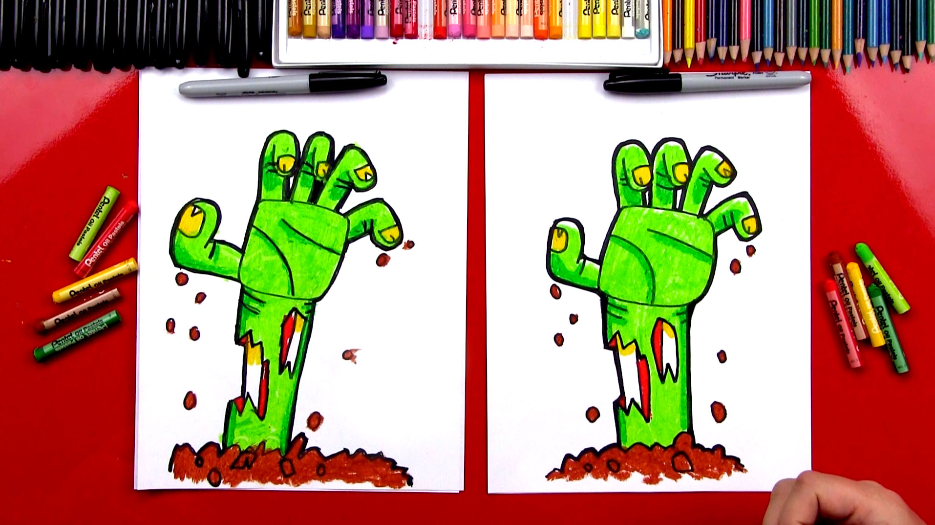 How To Draw A Zombie Hand Coming Out Of The Ground - Art For Kids Hub