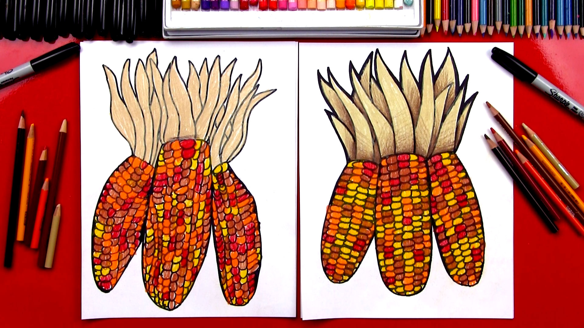 How To Draw Indian Corn (Flint Corn) - Art For Kids Hub
