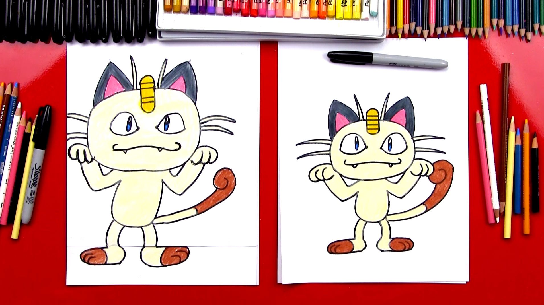 How To Draw Meowth Pokemon Art For Kids Hub