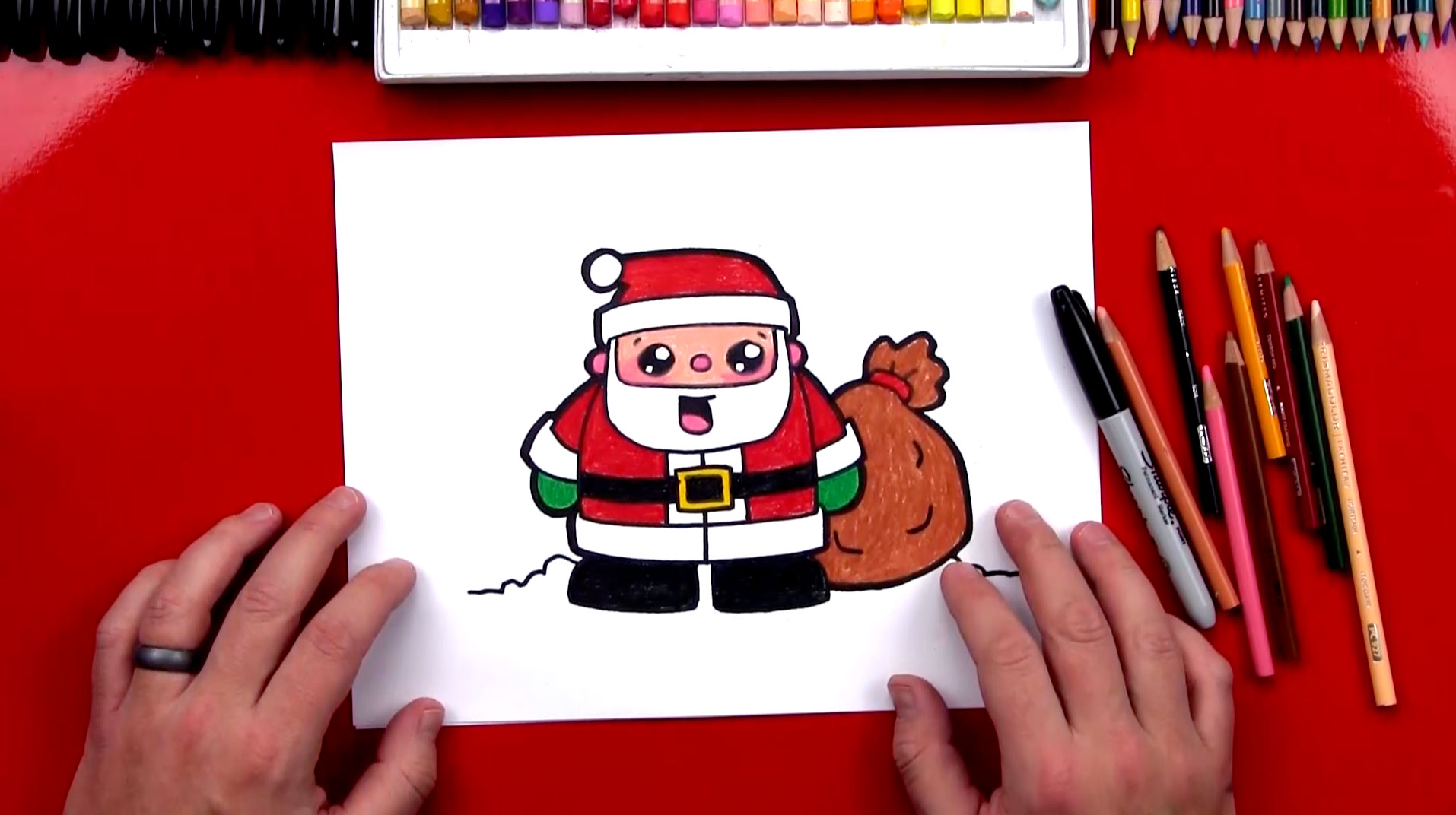 How To Draw Cartoon Santa Claus Art For Kids Hub