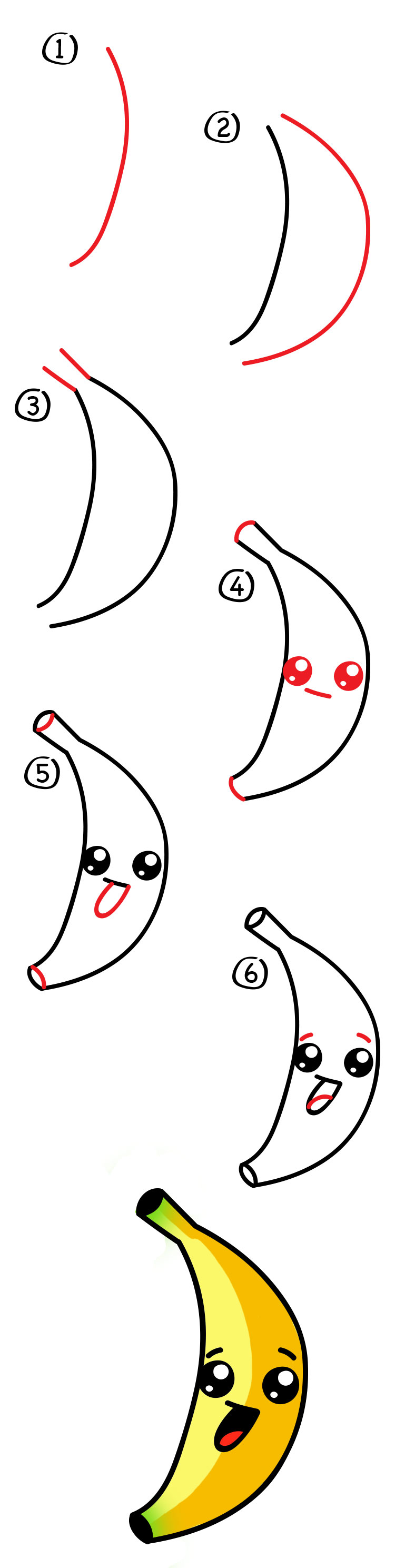 Поэтапное рисование банана