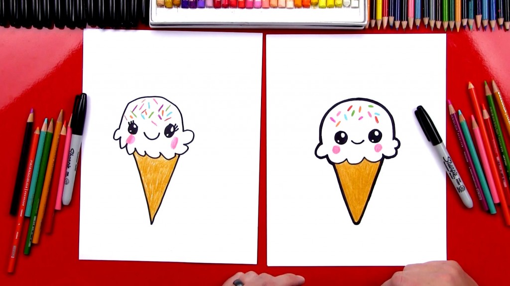 How To Draw Cute Ice Cream Pop, Love Heart Ice Cream, Draw Cute
