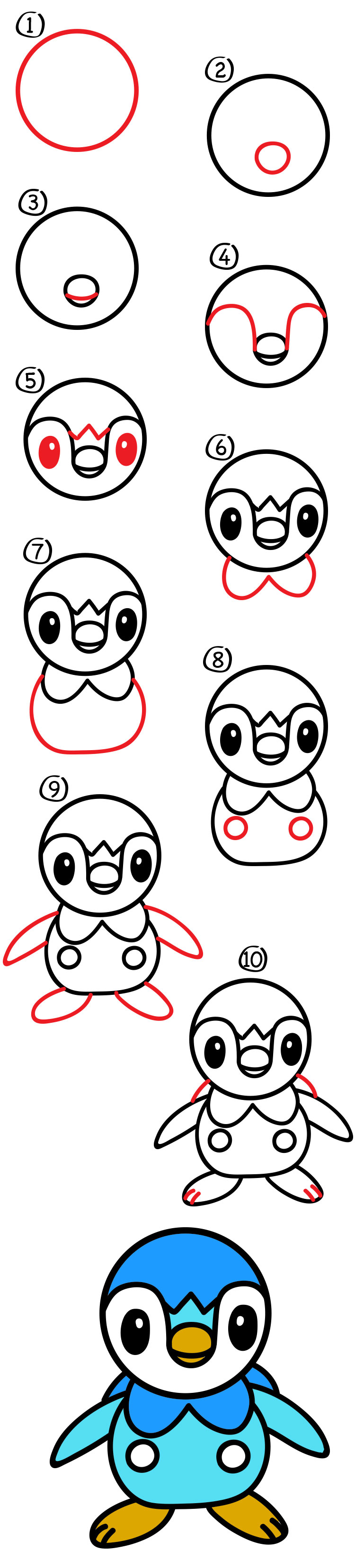How To Draw Piplup Pokemon Art For Kids Hub