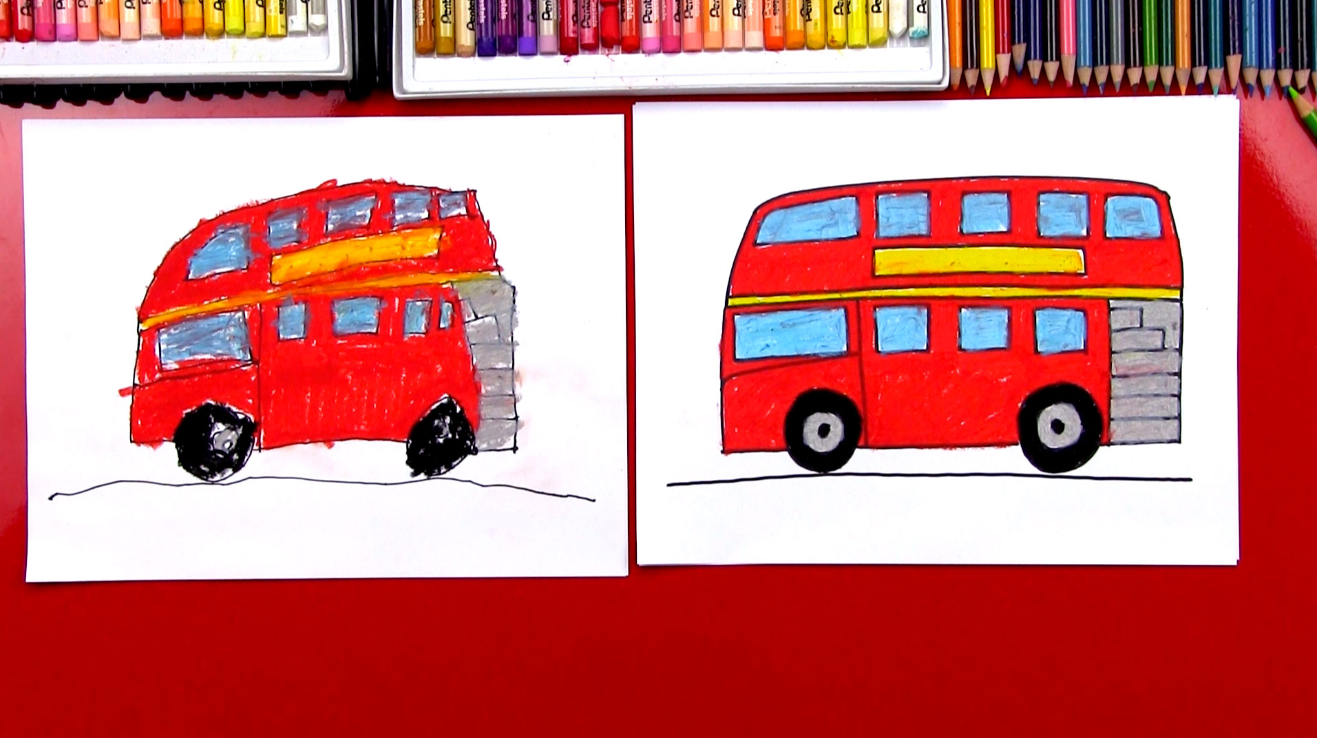 How to draw a school bus in easy steps for children, kids, beginners -  YouTube