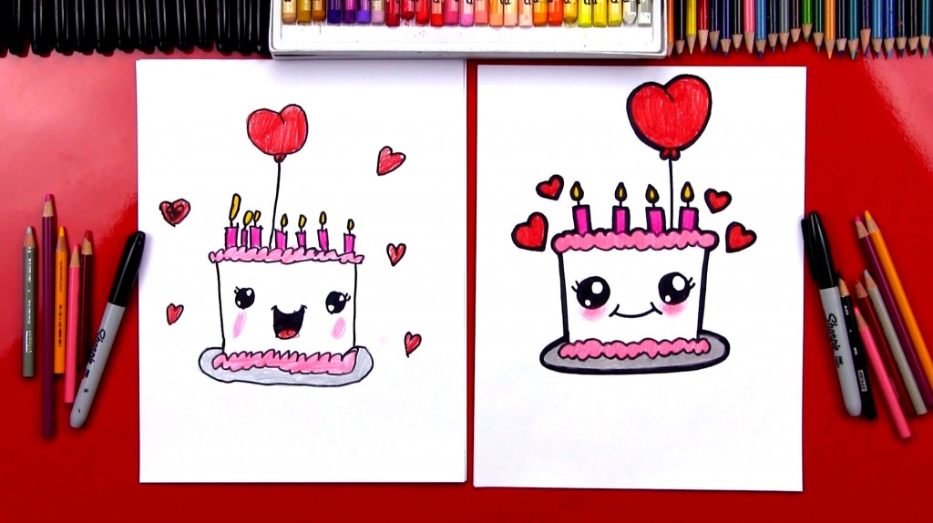 how to draw birthday cake feature
