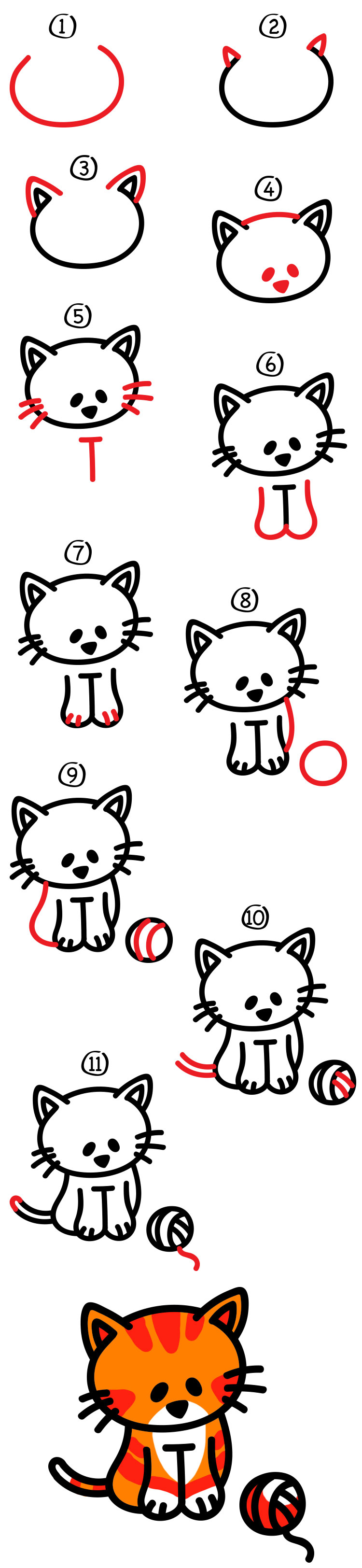 How To Draw A Cartoon Cat Step By Step For Beginners