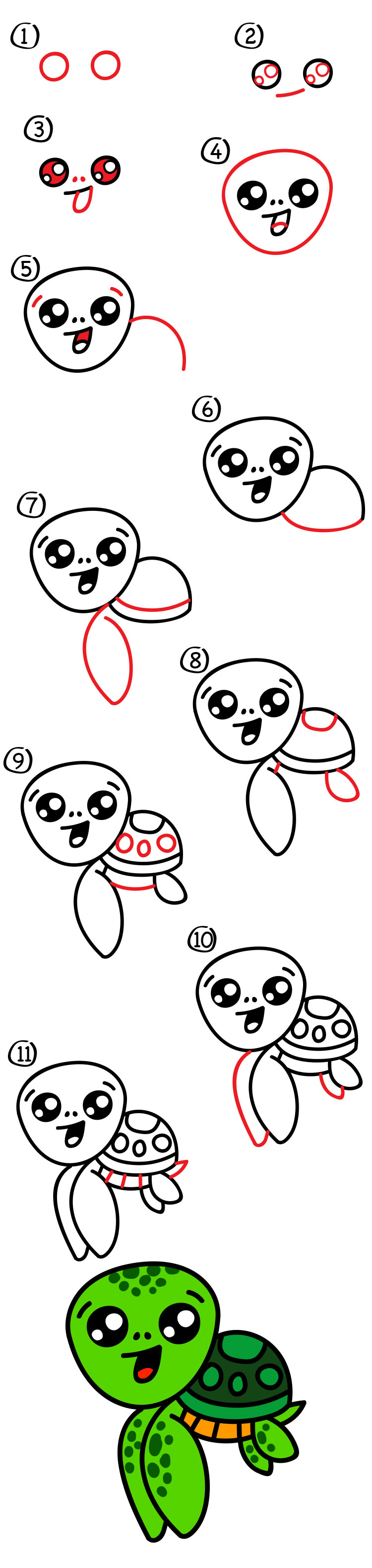 How To Draw A Cartoon Sea Turtle - Art For Kids Hub