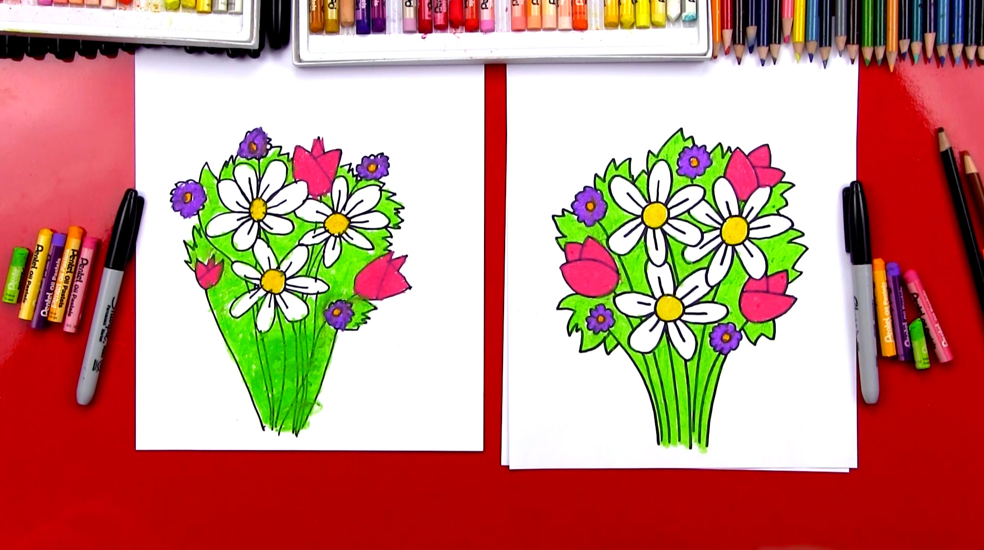How To Draw A Flower Bouquet Art For Kids Hub