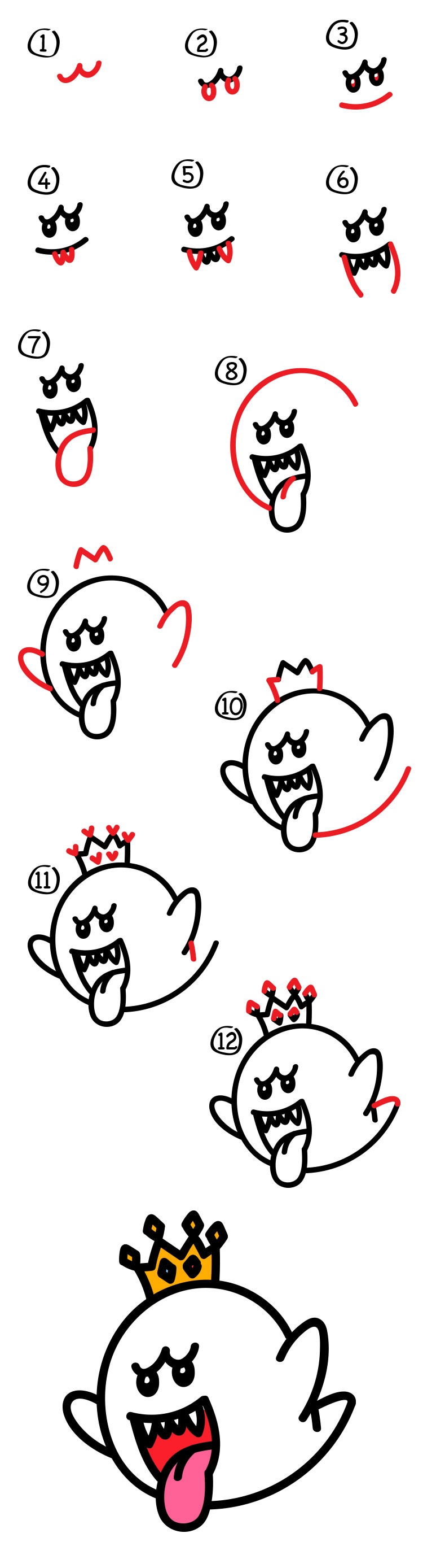 How To Draw Boo From Super Mario Printable Step By Step Drawing Sheet