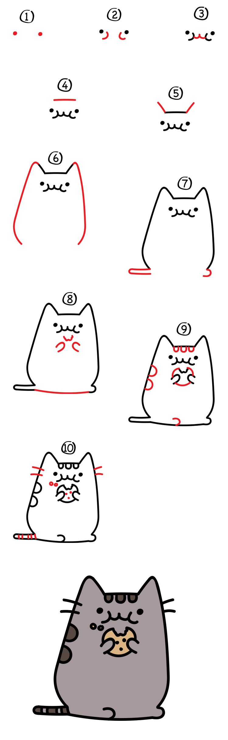 How To Draw Pusheen Eating Follow Along To Learn How To Draw This Cute Pusheen Cat Inspired By