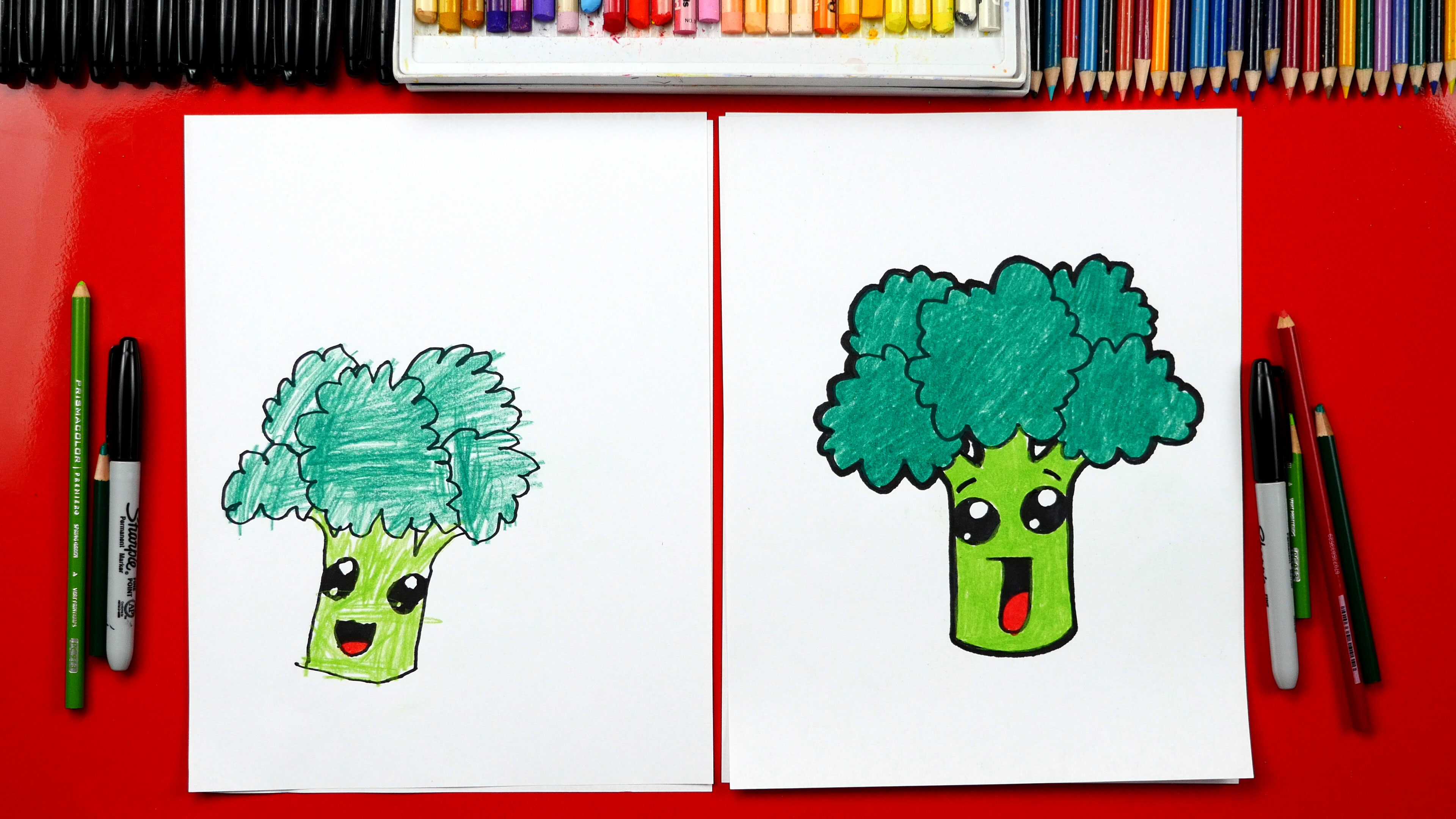 How To Draw Funny Broccoli - Art For Kids Hub