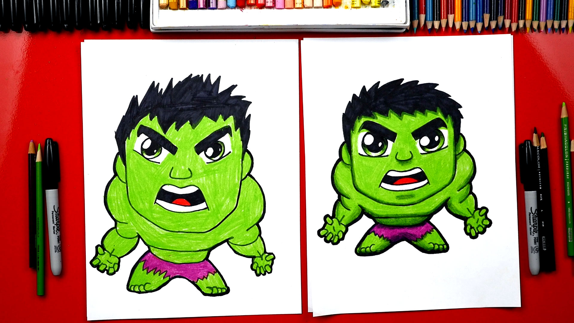 How To Draw Cartoon Hulk - Art For Kids Hub