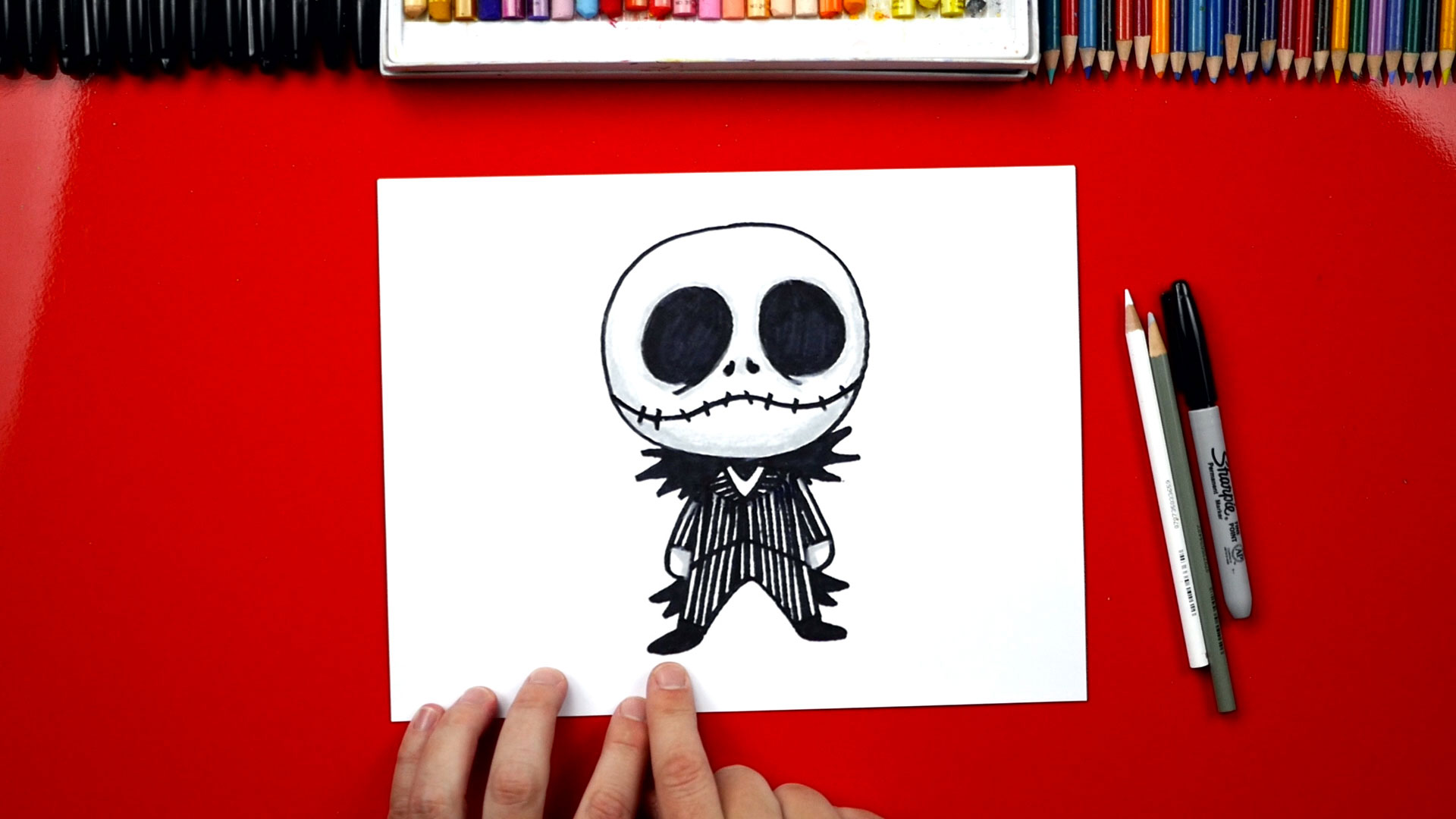 How To Draw Cartoon Jack Skellington Art For Kids Hub