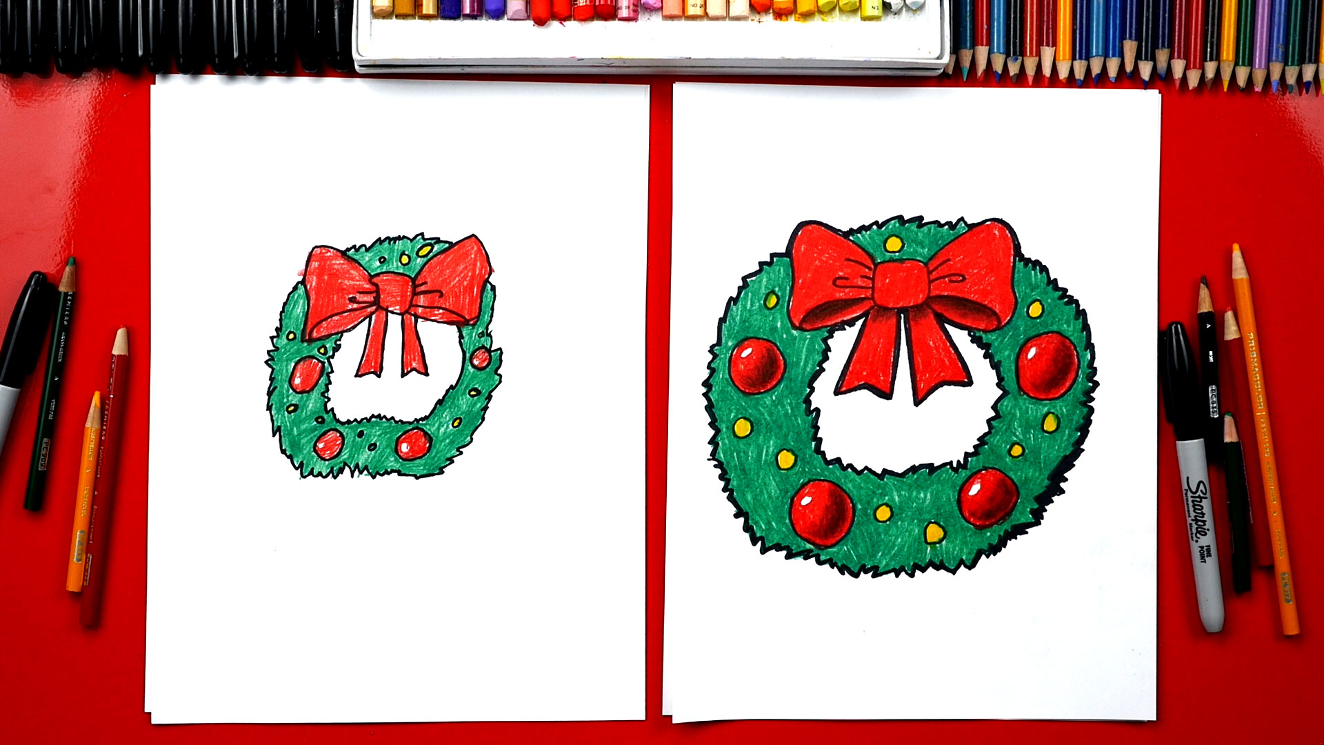 How To Draw A Christmas Wreath Art For Kids Hub