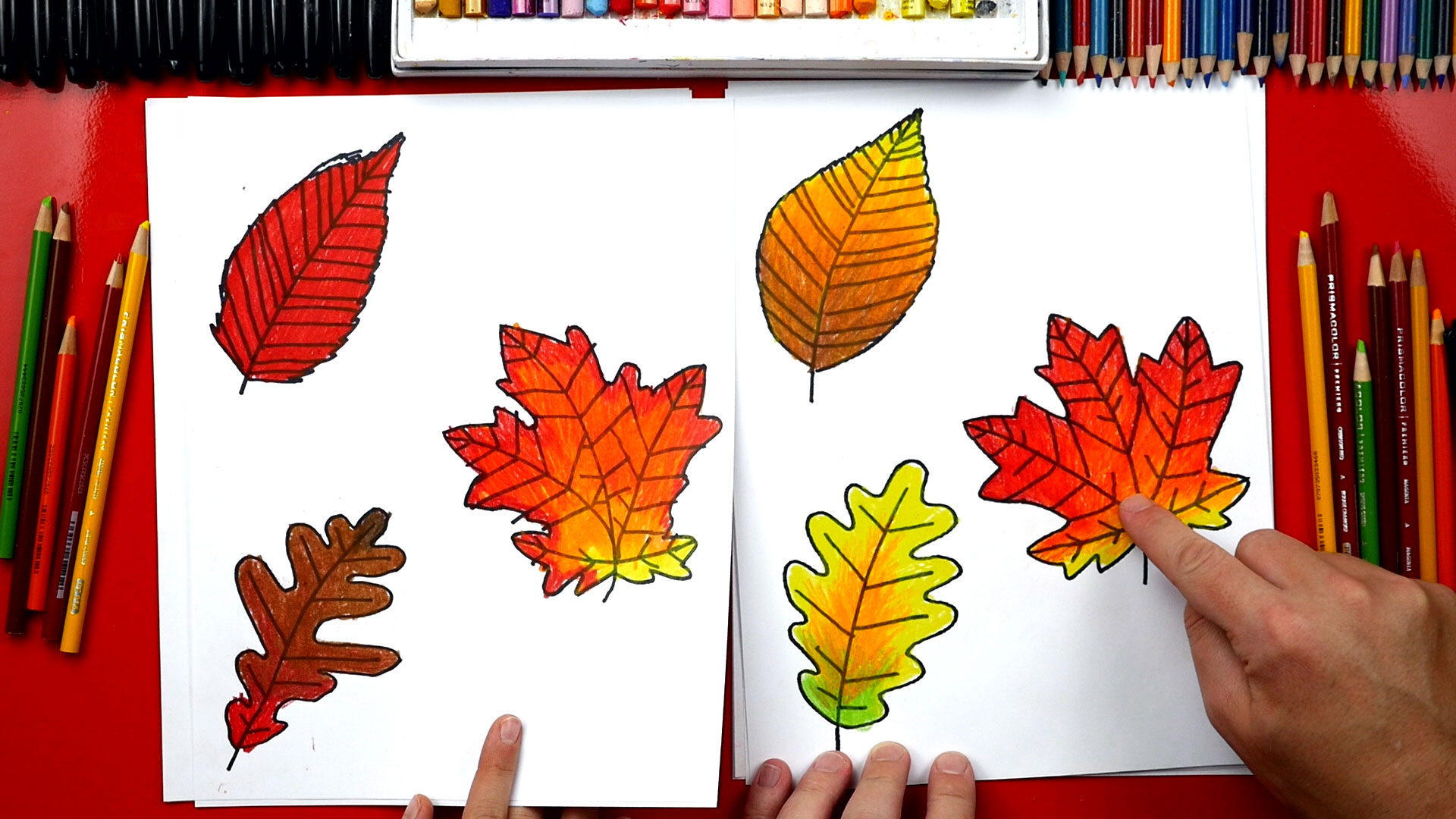how to draw fall leaves feature