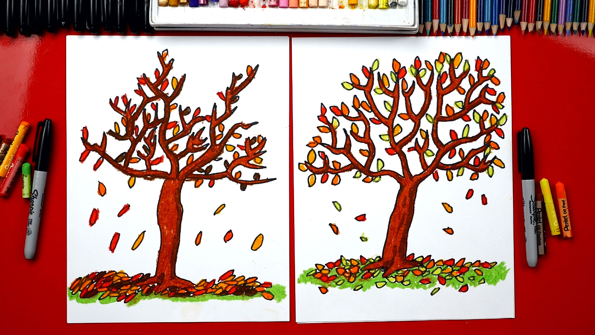 Осеннее дерево из руки рисунок