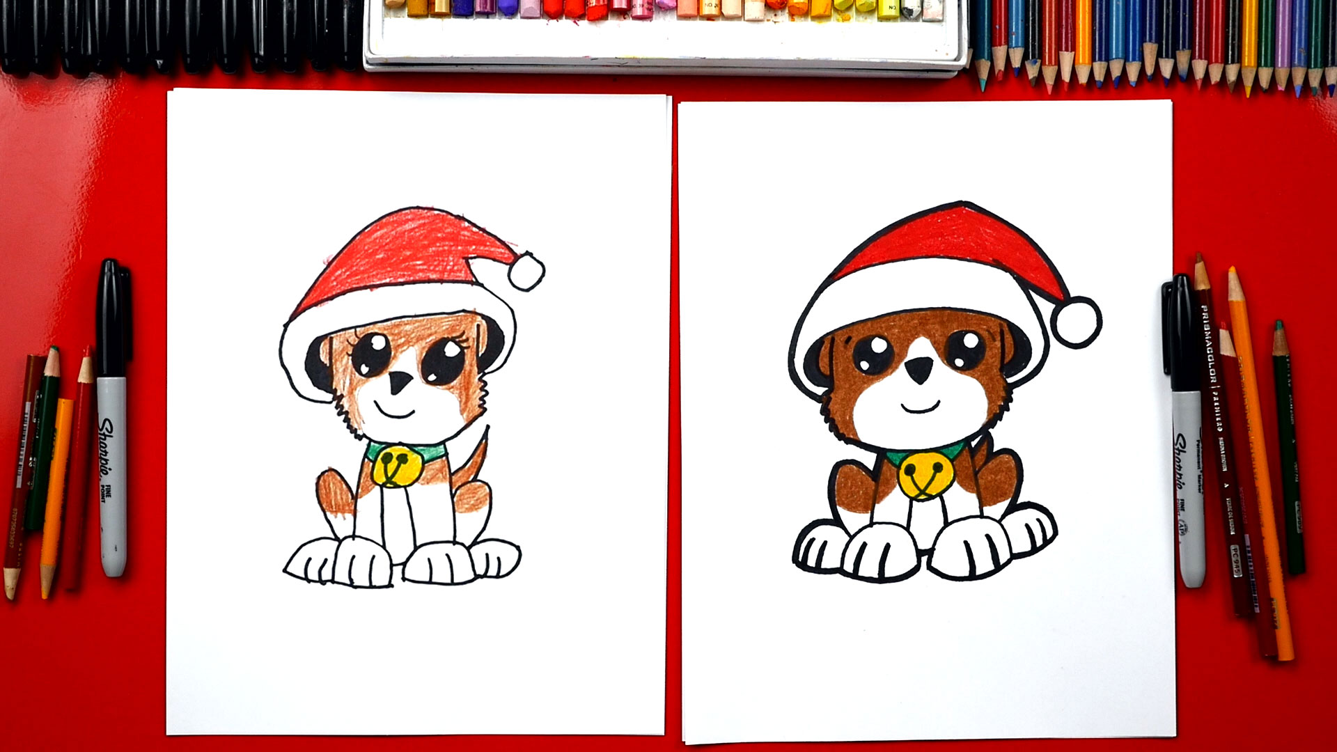 How To Draw A Christmas Puppy - Art For Kids Hub