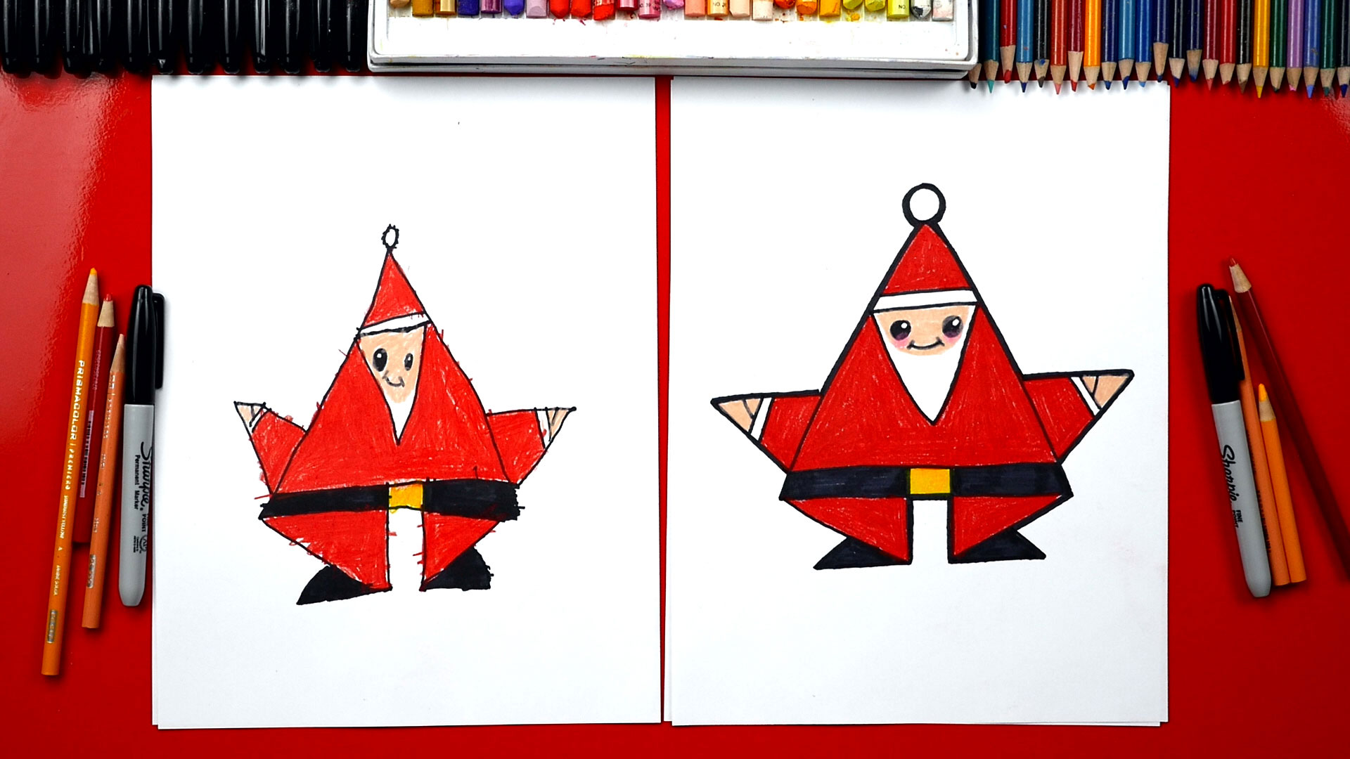 How To Draw Shape Santa (for young artists) Art For Kids Hub