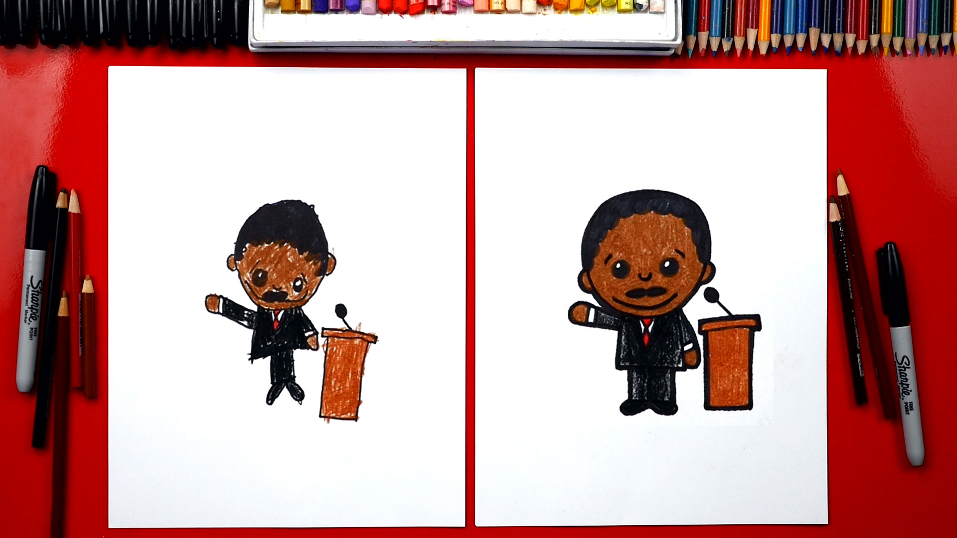 How To Draw Cartoon Martin Luther King Jr. Art For Kids Hub