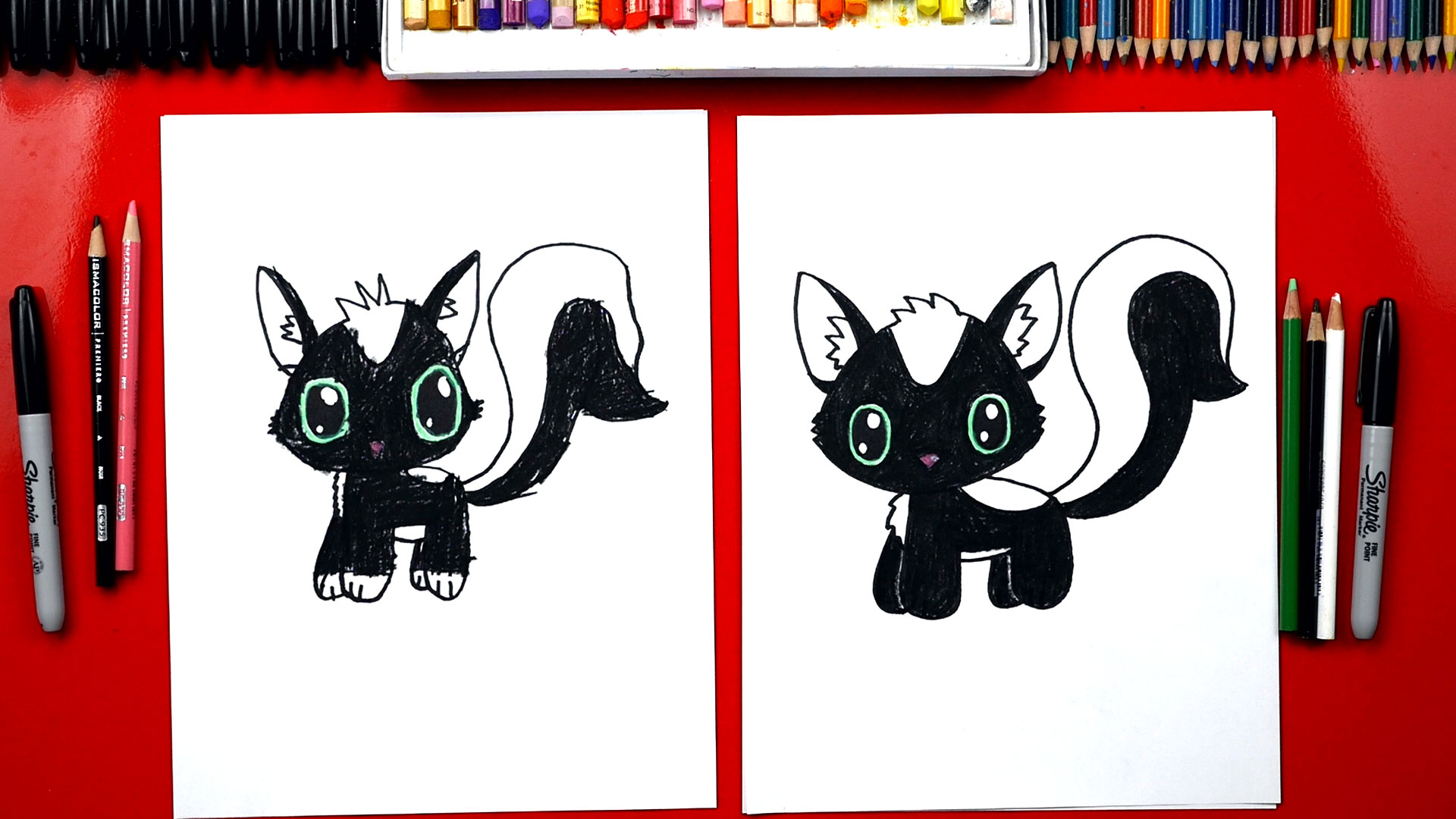 How To Draw A Cartoon Skunk