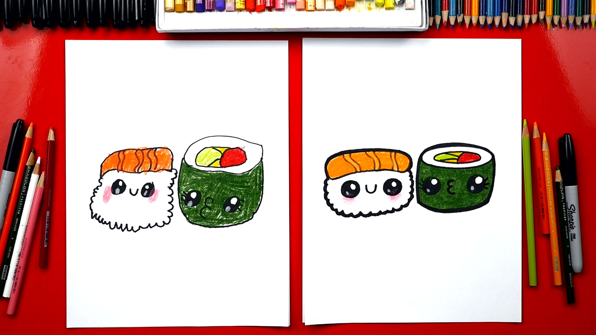 How To Draw Cartoon Sushi - Art For Kids Hub