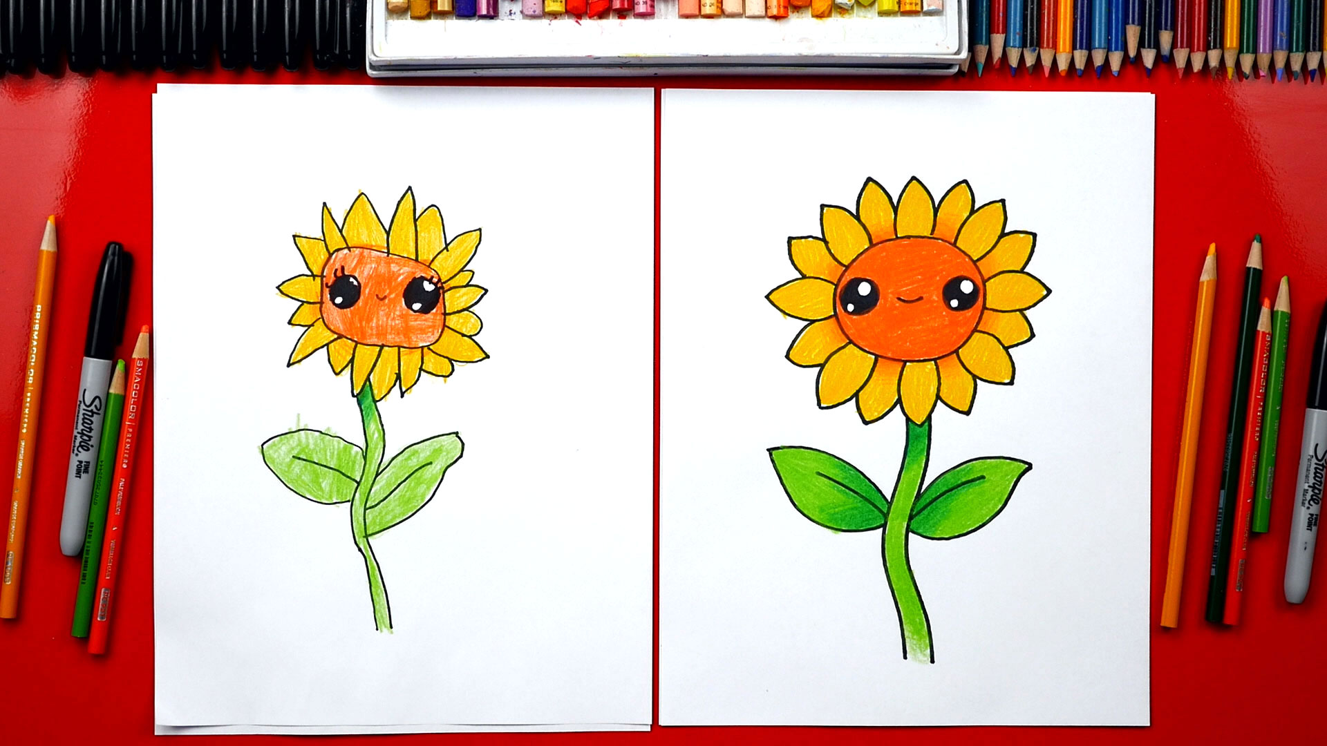 sunflowers drawing for kids