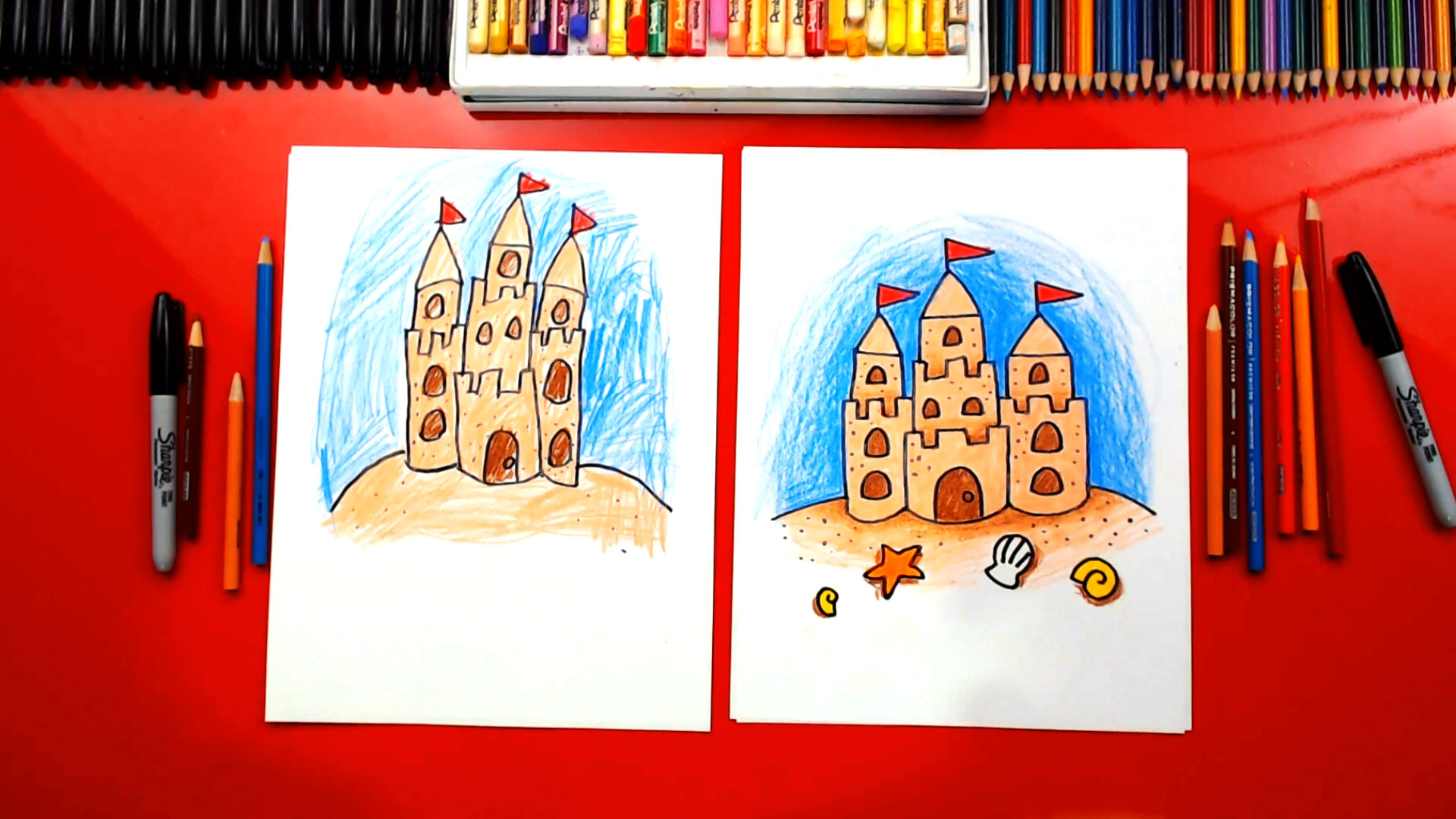 beach sand castle drawing - Clip Art Library