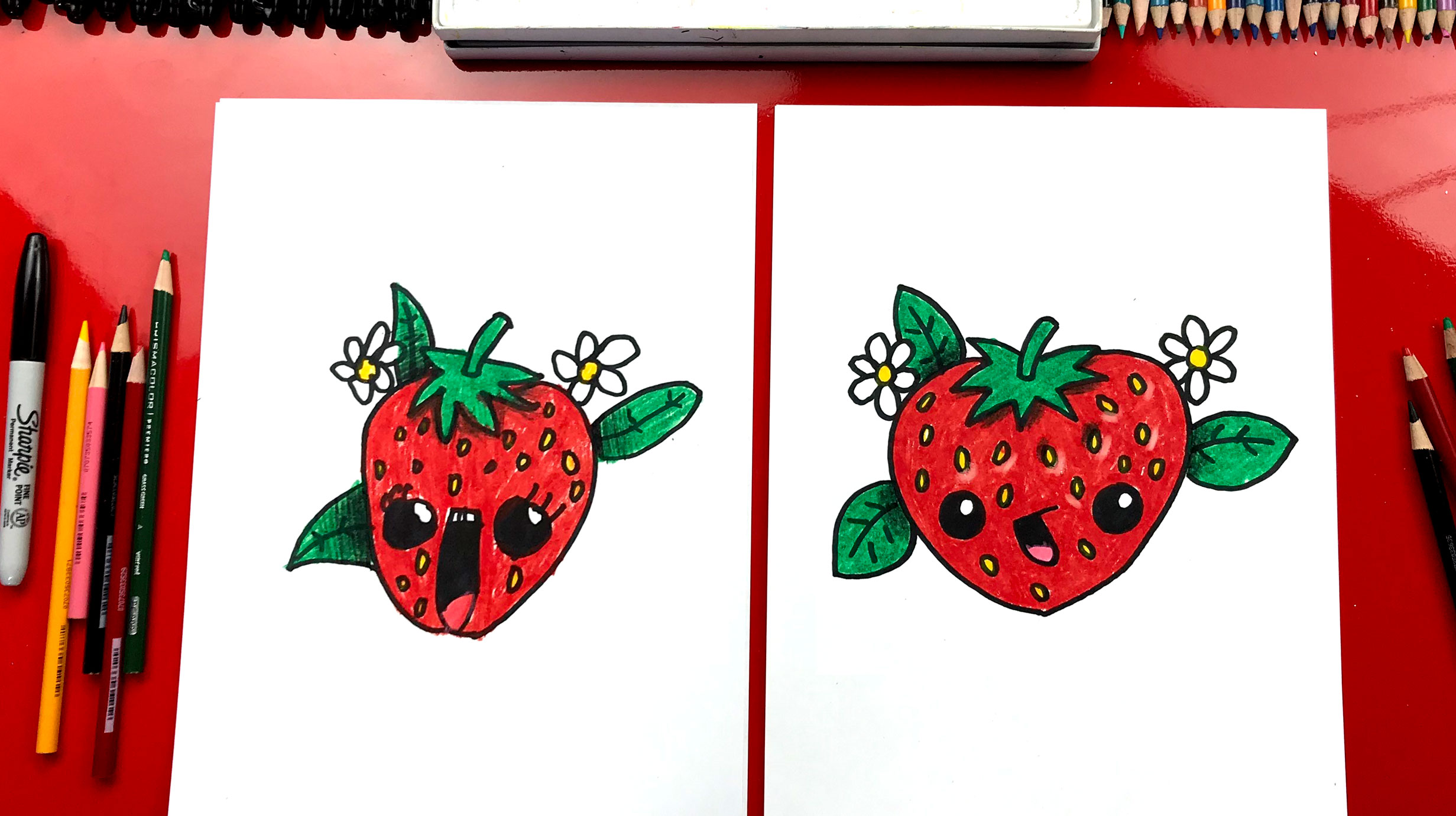 How to Draw a Strawberry | Cute Strawberry Drawing & Colors | Drawing For  Kids step by step tutorial - YouTube