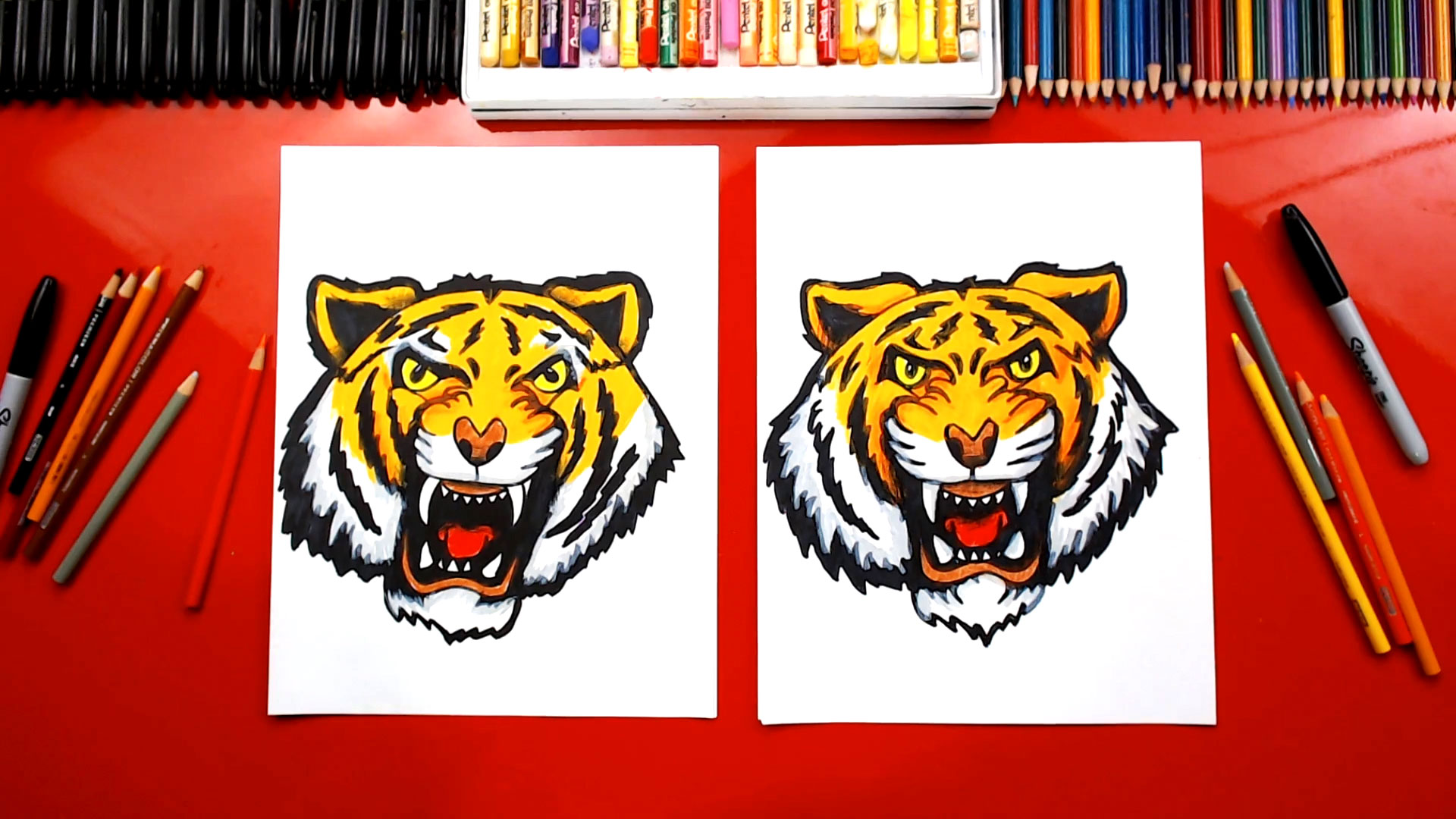 how to draw a realistic tiger for kids